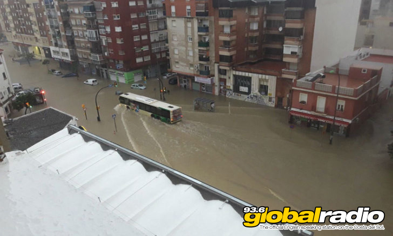 Malaga City Centre flooded