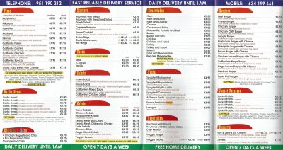 Home Delivery Pizza, Pasta, Burgers, Kebabs and More - California Express, La Cala Hills - Menu 02