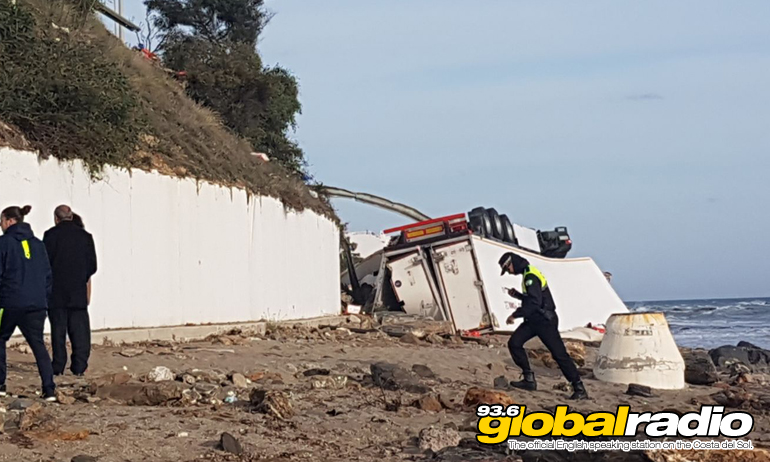 Lorry Crashes Onto Beach At La Cala
